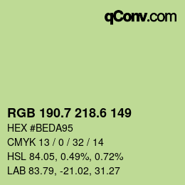カラーコード: RGB 190.7 218.6 149 | qconv.com