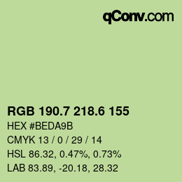 カラーコード: RGB 190.7 218.6 155 | qconv.com