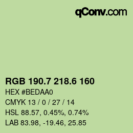 カラーコード: RGB 190.7 218.6 160 | qconv.com