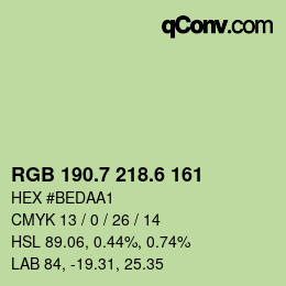 カラーコード: RGB 190.7 218.6 161 | qconv.com