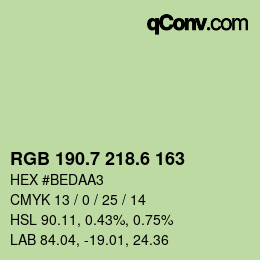 カラーコード: RGB 190.7 218.6 163 | qconv.com