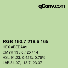 カラーコード: RGB 190.7 218.6 165 | qconv.com