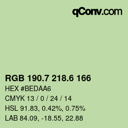 カラーコード: RGB 190.7 218.6 166 | qconv.com