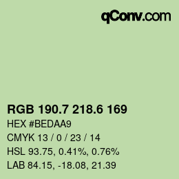 カラーコード: RGB 190.7 218.6 169 | qconv.com