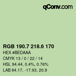カラーコード: RGB 190.7 218.6 170 | qconv.com