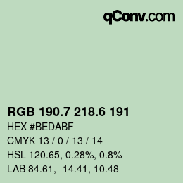 カラーコード: RGB 190.7 218.6 191 | qconv.com