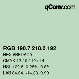 カラーコード: RGB 190.7 218.6 192 | qconv.com