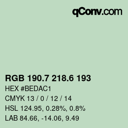 カラーコード: RGB 190.7 218.6 193 | qconv.com