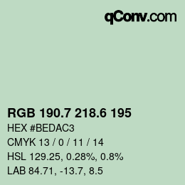 カラーコード: RGB 190.7 218.6 195 | qconv.com
