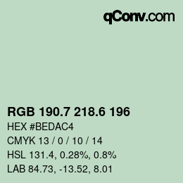 カラーコード: RGB 190.7 218.6 196 | qconv.com