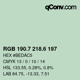 カラーコード: RGB 190.7 218.6 197 | qconv.com
