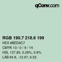 カラーコード: RGB 190.7 218.6 199 | qconv.com