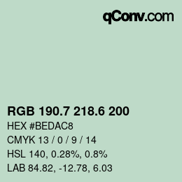 カラーコード: RGB 190.7 218.6 200 | qconv.com