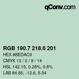 カラーコード: RGB 190.7 218.6 201 | qconv.com
