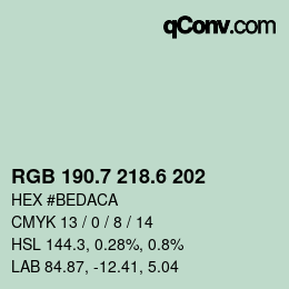 カラーコード: RGB 190.7 218.6 202 | qconv.com