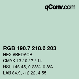 カラーコード: RGB 190.7 218.6 203 | qconv.com