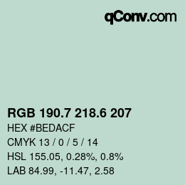 カラーコード: RGB 190.7 218.6 207 | qconv.com