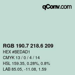 カラーコード: RGB 190.7 218.6 209 | qconv.com