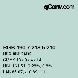 カラーコード: RGB 190.7 218.6 210 | qconv.com