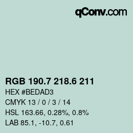カラーコード: RGB 190.7 218.6 211 | qconv.com