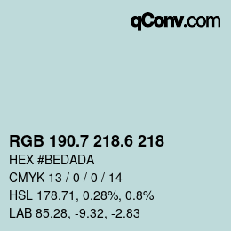 カラーコード: RGB 190.7 218.6 218 | qconv.com