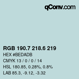 カラーコード: RGB 190.7 218.6 219 | qconv.com