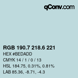 カラーコード: RGB 190.7 218.6 221 | qconv.com