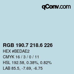 カラーコード: RGB 190.7 218.6 226 | qconv.com