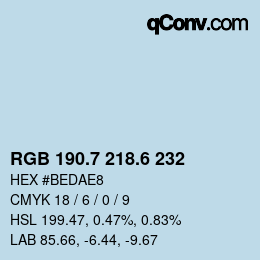 カラーコード: RGB 190.7 218.6 232 | qconv.com