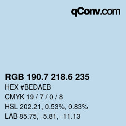 カラーコード: RGB 190.7 218.6 235 | qconv.com