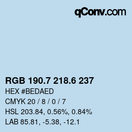 カラーコード: RGB 190.7 218.6 237 | qconv.com