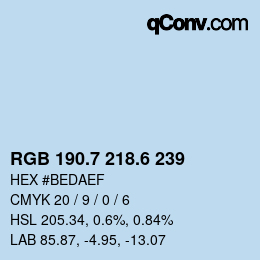 カラーコード: RGB 190.7 218.6 239 | qconv.com