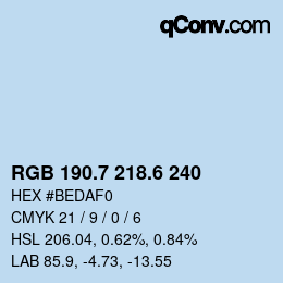 カラーコード: RGB 190.7 218.6 240 | qconv.com