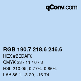 カラーコード: RGB 190.7 218.6 246.6 | qconv.com