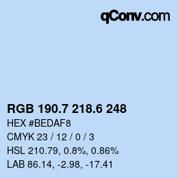 カラーコード: RGB 190.7 218.6 248 | qconv.com