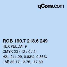 カラーコード: RGB 190.7 218.6 249 | qconv.com