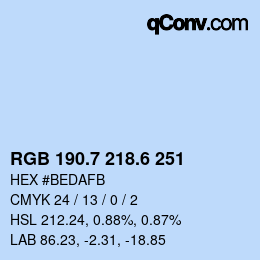 カラーコード: RGB 190.7 218.6 251 | qconv.com