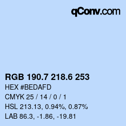 カラーコード: RGB 190.7 218.6 253 | qconv.com