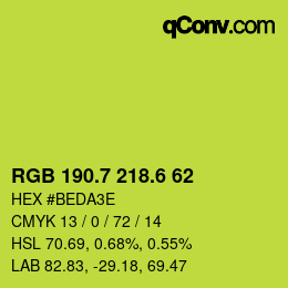 カラーコード: RGB 190.7 218.6 62 | qconv.com