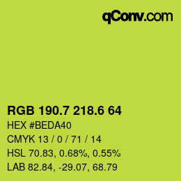 カラーコード: RGB 190.7 218.6 64 | qconv.com