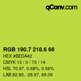 カラーコード: RGB 190.7 218.6 66 | qconv.com