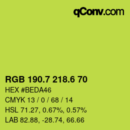 カラーコード: RGB 190.7 218.6 70 | qconv.com