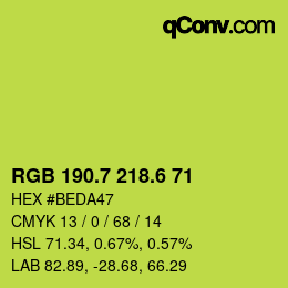 カラーコード: RGB 190.7 218.6 71 | qconv.com