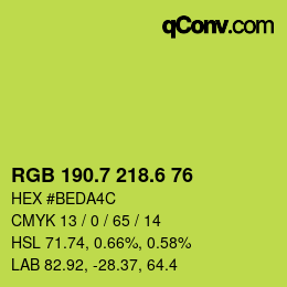 カラーコード: RGB 190.7 218.6 76 | qconv.com
