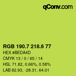 カラーコード: RGB 190.7 218.6 77 | qconv.com