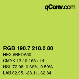 カラーコード: RGB 190.7 218.6 80 | qconv.com