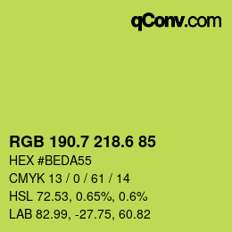 カラーコード: RGB 190.7 218.6 85 | qconv.com