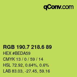 カラーコード: RGB 190.7 218.6 89 | qconv.com