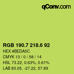 カラーコード: RGB 190.7 218.6 92 | qconv.com