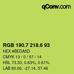 カラーコード: RGB 190.7 218.6 93 | qconv.com